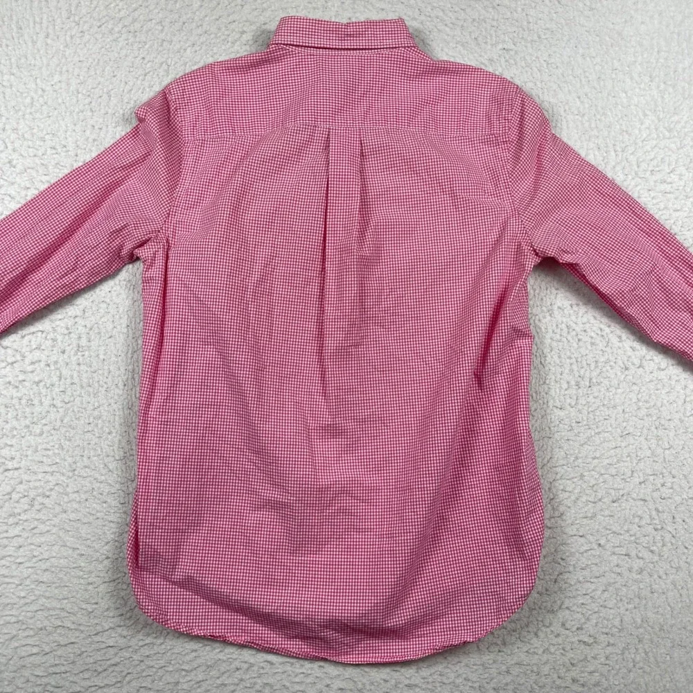 Ralph Lauren Button Down Shirt Boys XL Pink White Gingham Cotton Preppy Classic